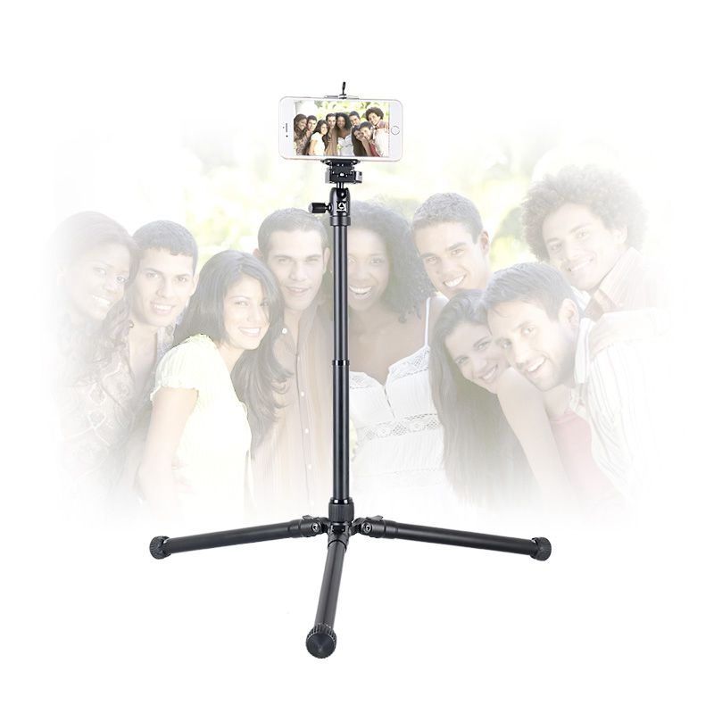 Los kits de trípode plegables de 5 secciones Kingjoy SC056 con tiro de ángulo bajo y columna central se pueden usar como monopie