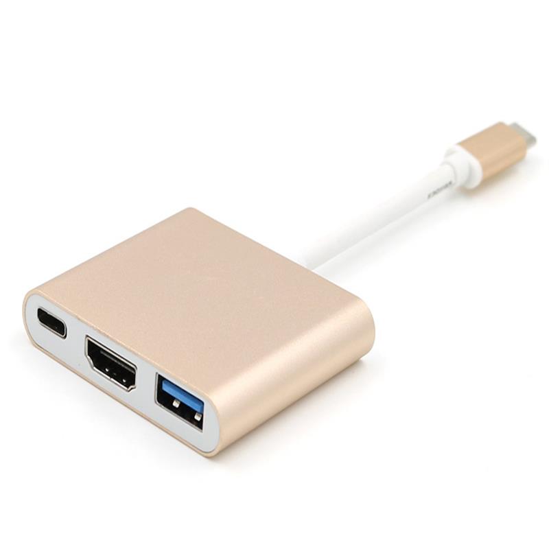 Adaptador de concentrador USB tipo C a HDMI + USB 3.0 + tipo C