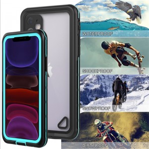 Nuevo pc + tpe + pet Estuche de accesorios de teléfono a prueba de polvo a prueba de nieve a prueba de polvo para iphone 11 (azul) contraportada transparente