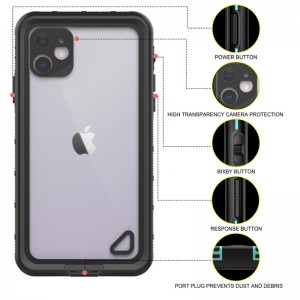 Nuevo pc + tpe + pet Estuche de accesorios de teléfono a prueba de polvo a prueba de nieve a prueba de polvo para iphone 11 (azul) contraportada transparente