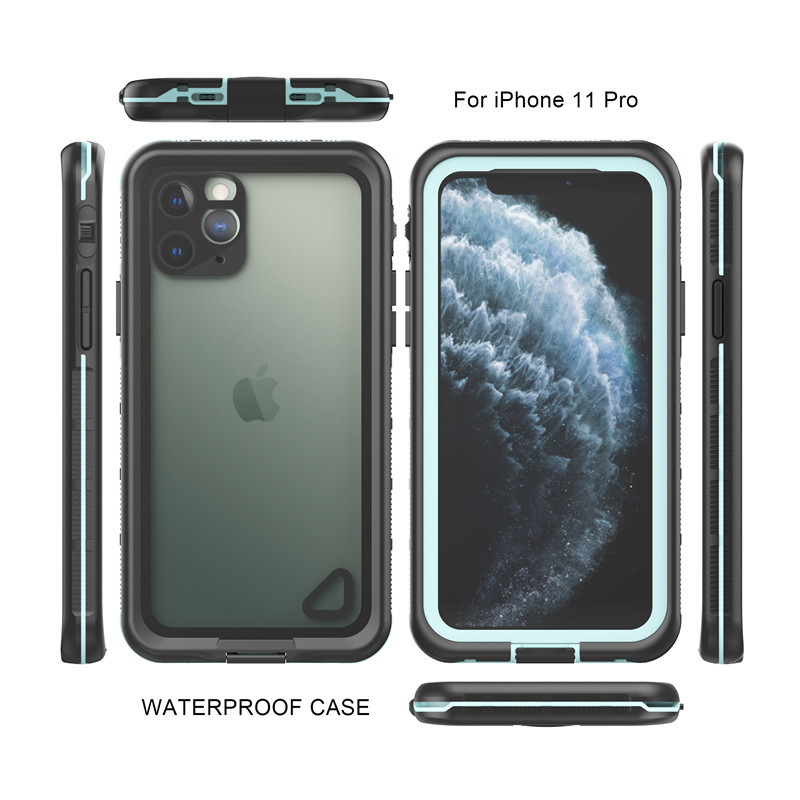 Celular a prueba de agua mejor funda iphone 11 pro resistente al agua resistente al agua iphone 11 pro impermeable (azul) con tapa trasera transparente