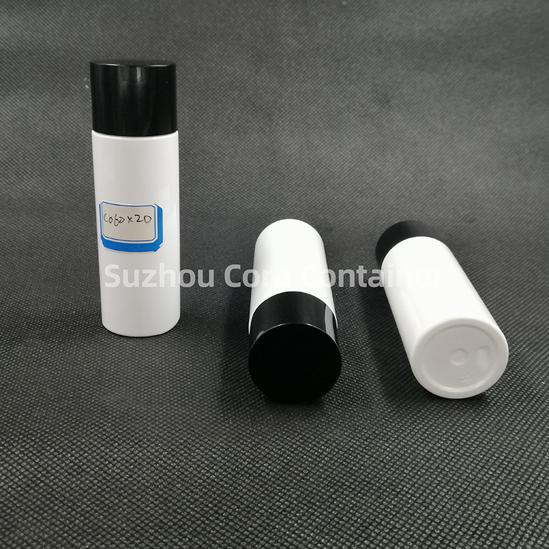 Sesenta mililitros de talla de cuello 20 milímetros, PET plástico, maquillaje, tapa giratoria.