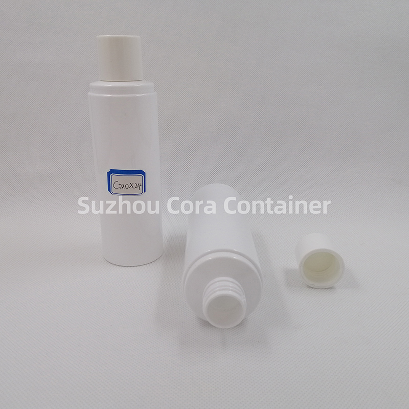 220 ml de talla cervical 24 mm PET, maquillaje plástico, con tapa giratoria.