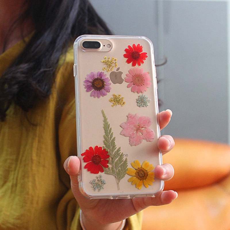 TPU + PC Epoxy funda para teléfono móvil con flor interior para iPhone 6 Plus / 7 Plus / 8 Plus