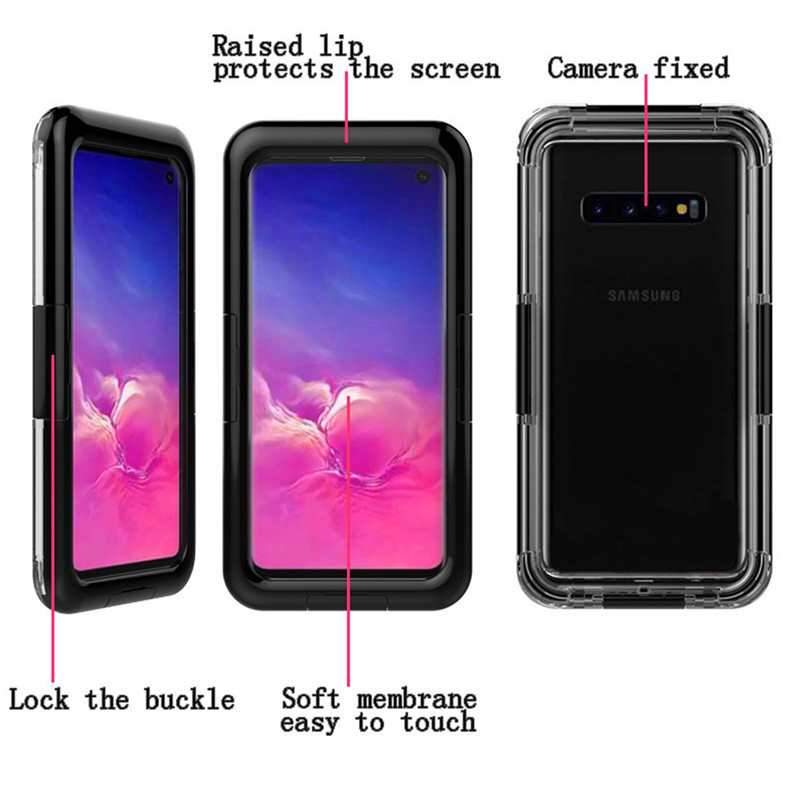 Funda para teléfono resistente al agua funda de plástico funda impermeable para teléfono móvil para Samsung S10 (negro)