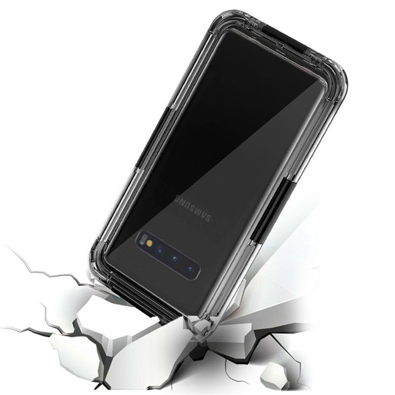 Funda para teléfono resistente al agua funda de plástico funda impermeable para teléfono móvil para Samsung S10 (negro)