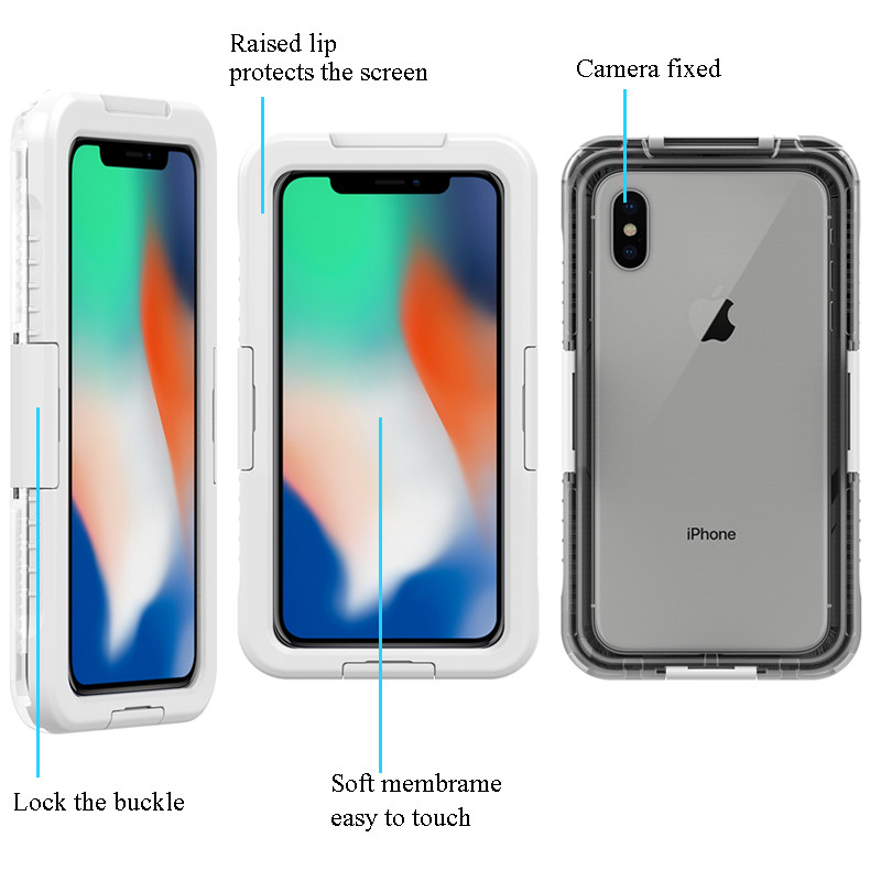 Funda impermeable universal para teléfono móvil pequeña funda impermeable transparente funda para cámara subacuática para iphone XS Max (blanco)