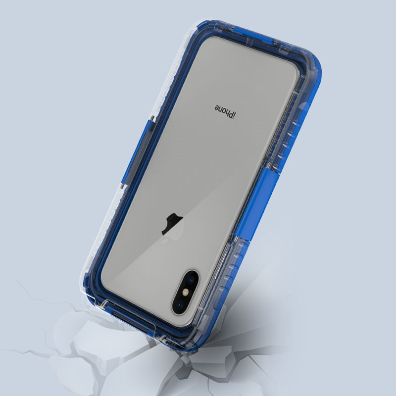 Funda impermeable para teléfono iphone XS Max funda móvil resistente al agua funda resistente a la vida (azul)