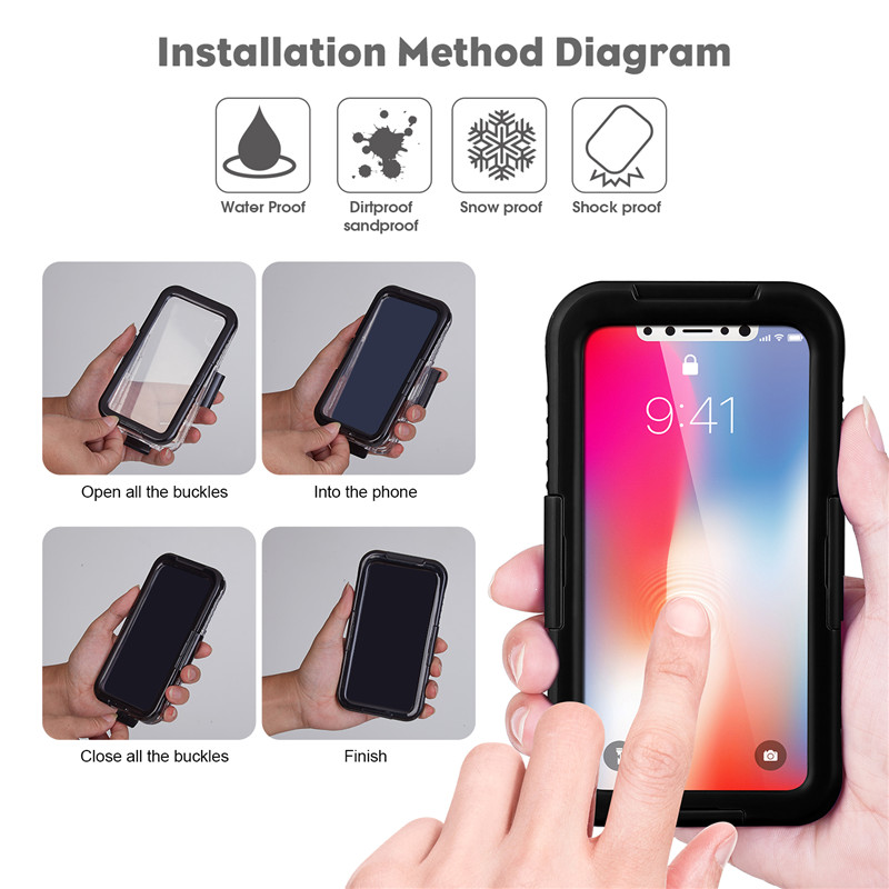 Funda impermeable para teléfono móvil iphone XS funda impermeable funda para iphone a prueba de golpes barata (negro)