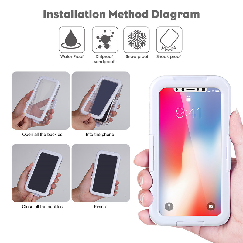 Funda impermeable para iPhone a prueba de agua y a prueba de golpes Funda impermeable para cámara submarina para iPhone XS （Blanco)