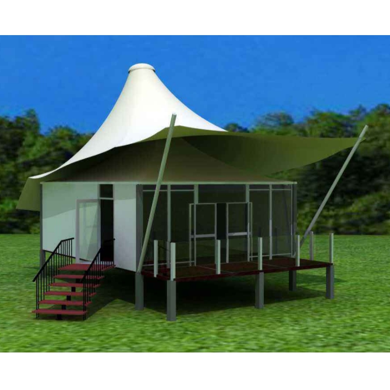 Casas prefabricadas Carpas Glamping Tienda de lujo Resort de hotel en Australia con sala de estar, dormitorio y baño