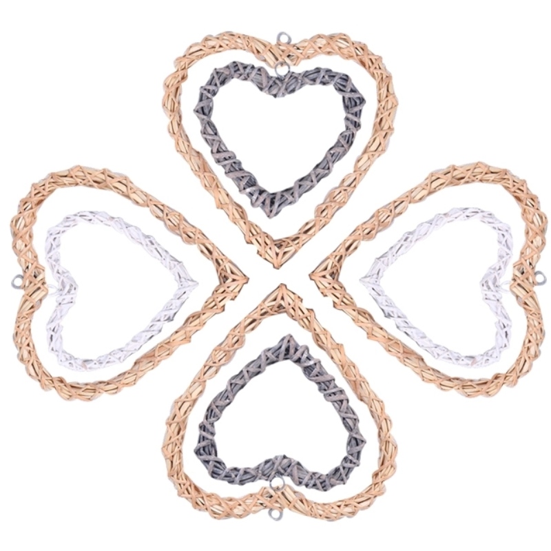Ilustraciones tejidas de sauce en forma de corazón