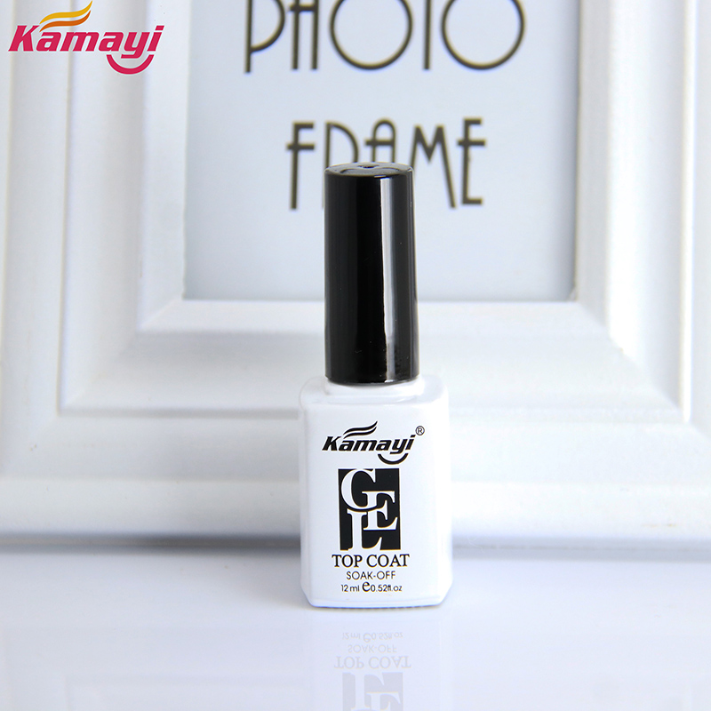 Kamayi venta caliente nail art design maquillaje manicura de larga duración brillo brillante uv gel esmalte de uñas templado gel de capa superior