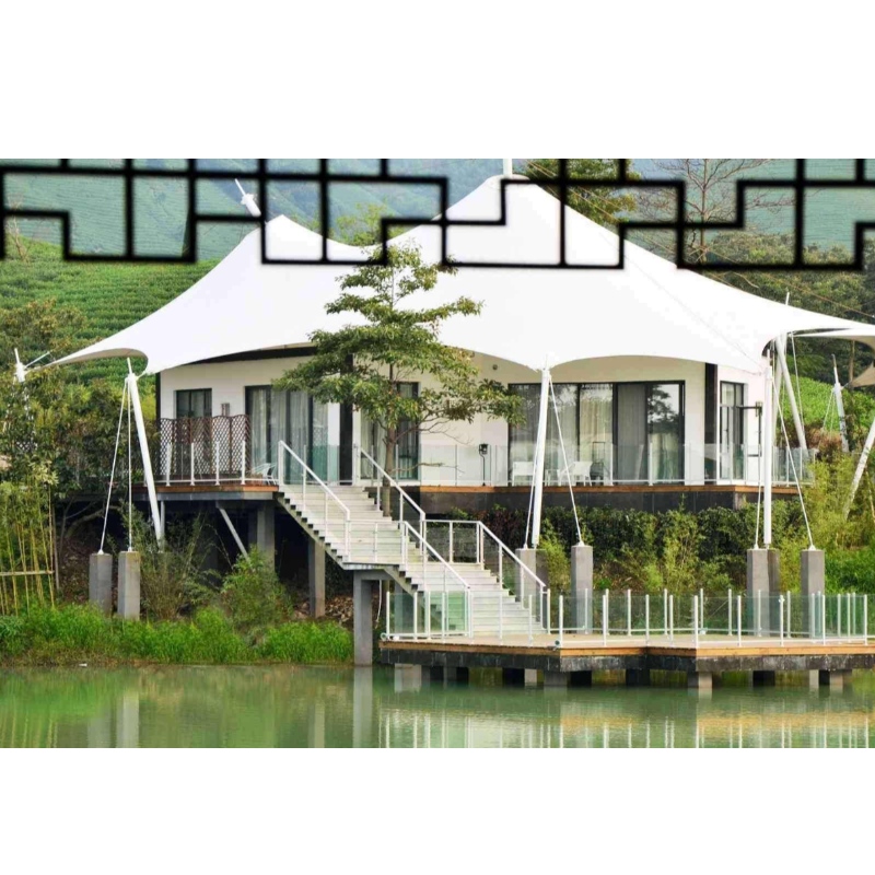 Casas al aire libre prefabricadas Tiendas de glamping baratas Fabricantes Tela de PVDf Estructura de acero Tienda de lujo Hotel