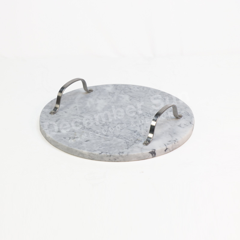 Bandeja de mármol de venta caliente con mango de metal