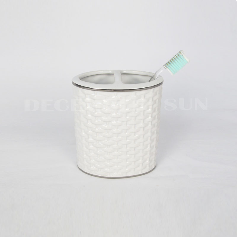 Accesorios de baño de tejido de bambú de porcelana blanca al mejor precio 2020