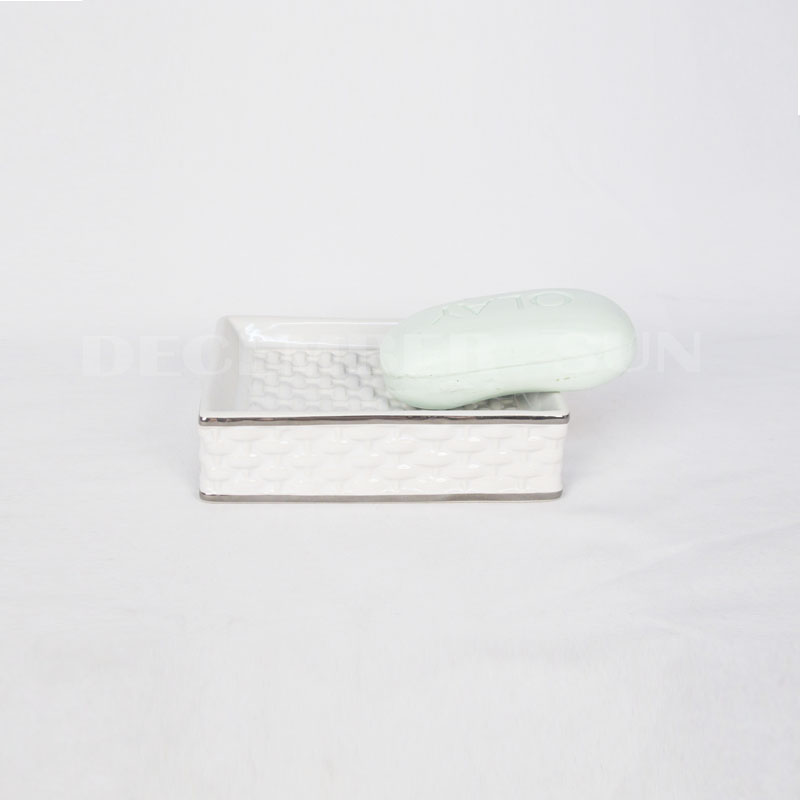 Accesorios de baño de tejido de bambú de porcelana blanca al mejor precio 2020