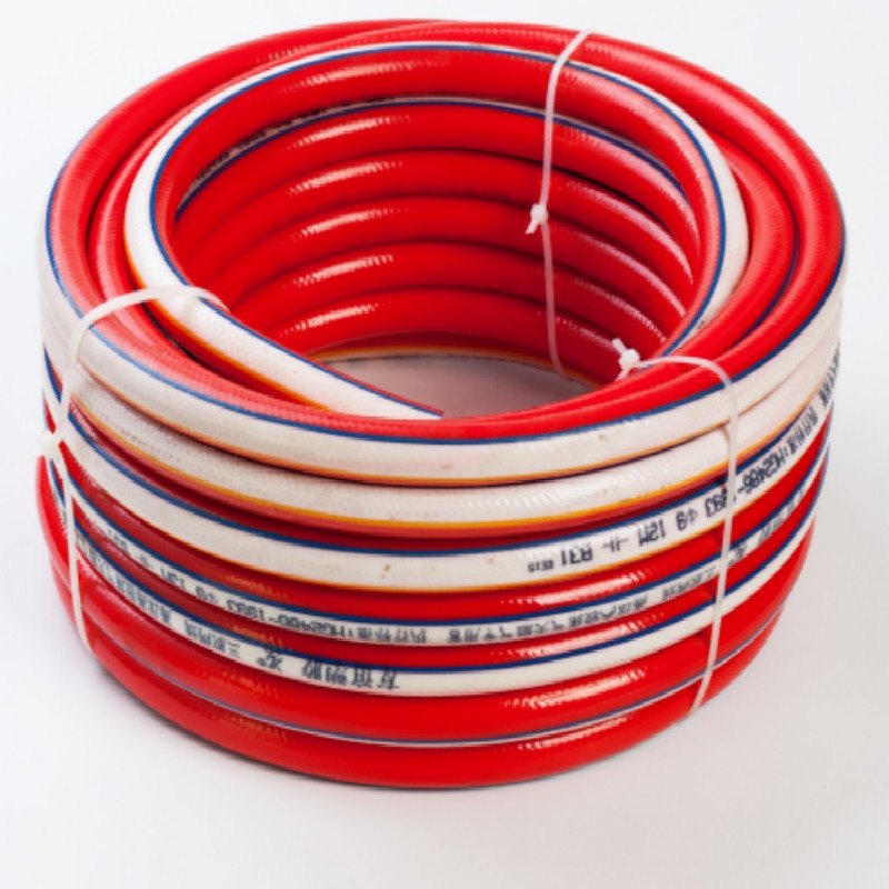 Venta caliente colorido flexible de fibra trenzada de plástico reforzado pvc manguera de agua de jardín