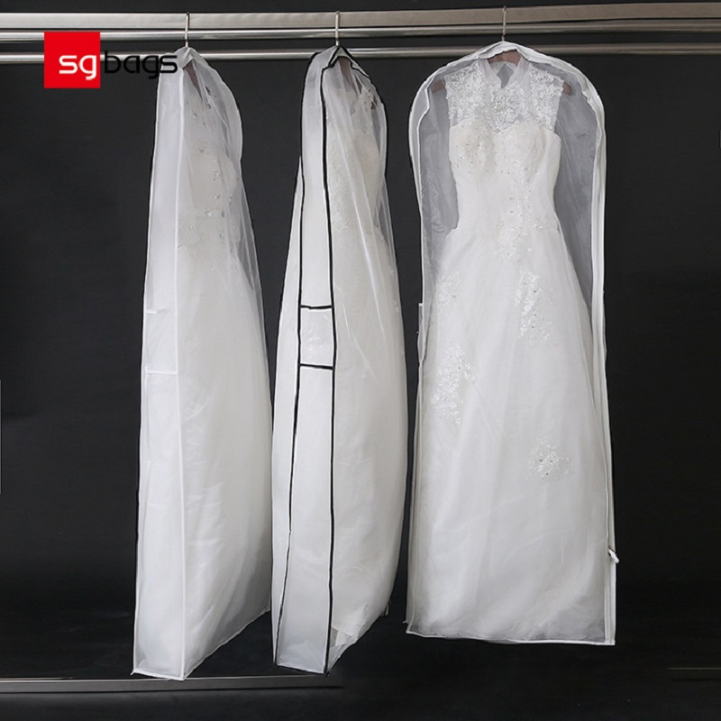 SGW08 2020 personalizado impreso extra largo nupcial transpirable vestido vestido cubierta bolsa de ropa para vestido de novia