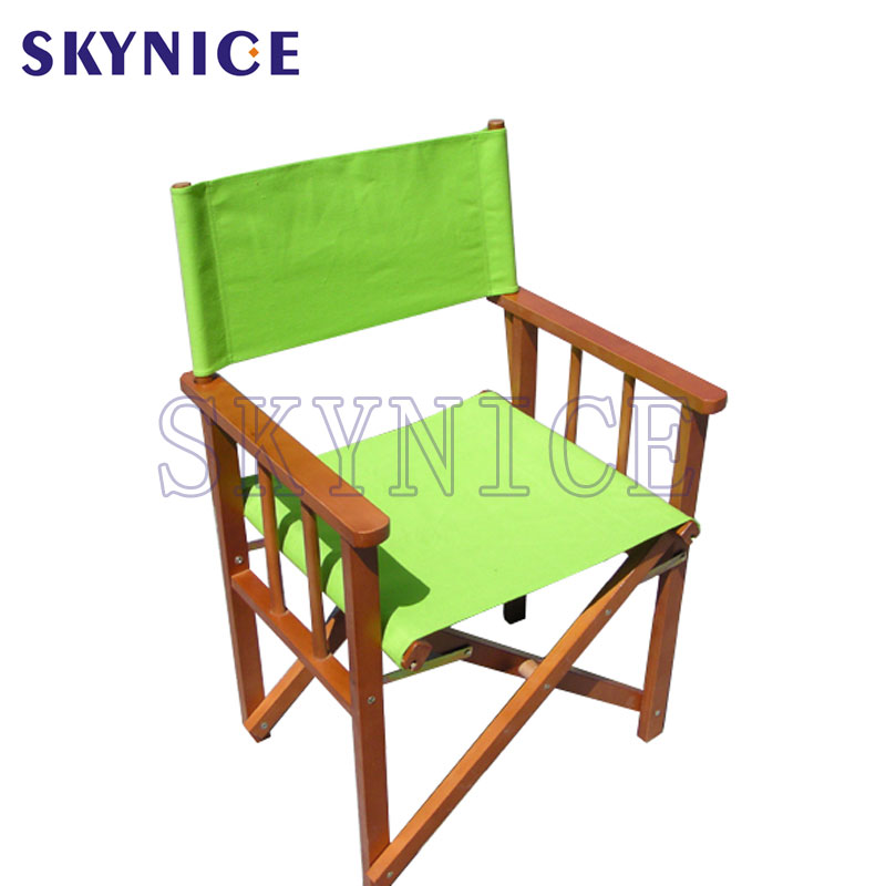 Silla de director plegable de madera con reposabrazos Asiento portátil plegable
