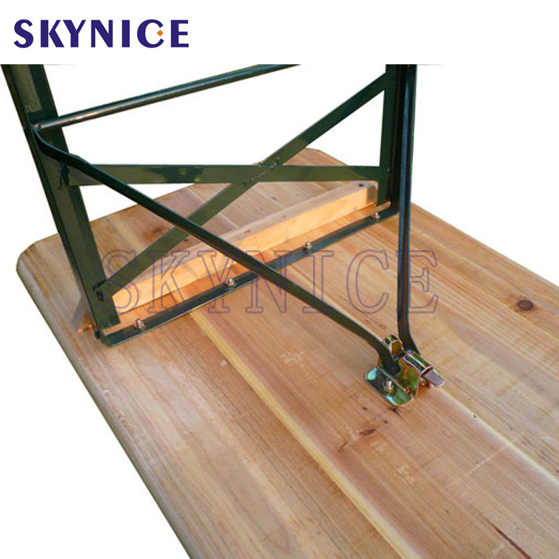 Mesa de cerveza plegable de madera para exteriores con banco de cerveza