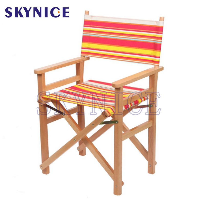 Silla plegable de madera para director de salón de maquillaje