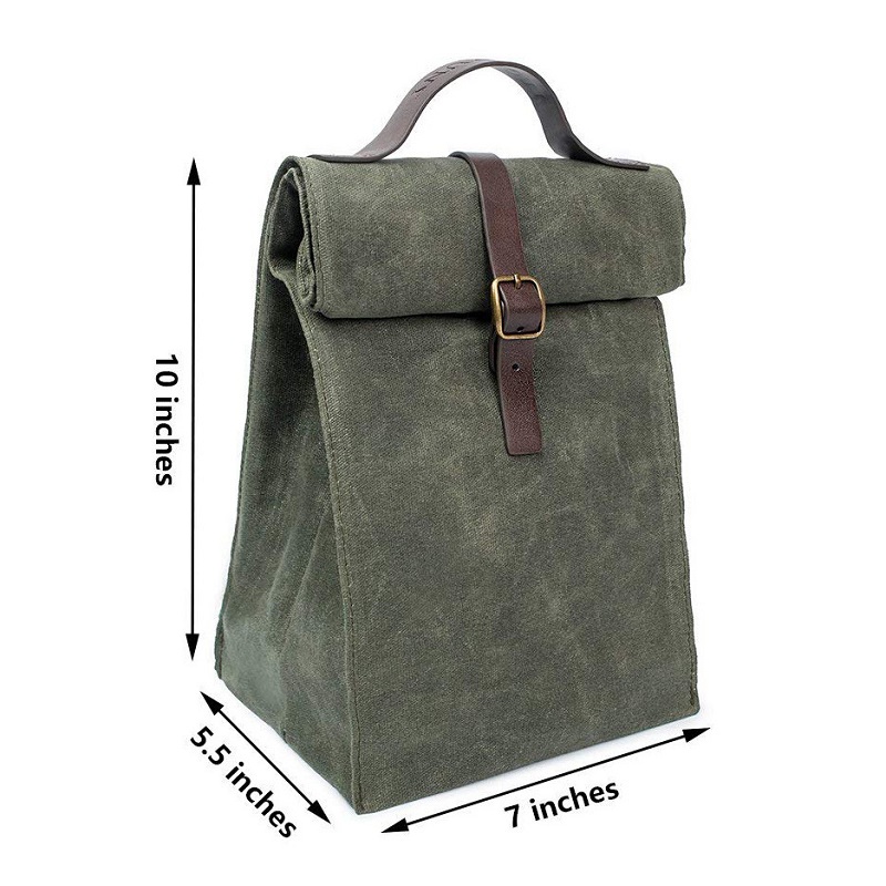 SGC29 Personalizado Easy Carry Travel Diseño vintage Bolsa de almuerzo de lona encerada aislada Tote Bolsa de sándwich reutilizable Refrigerador térmico