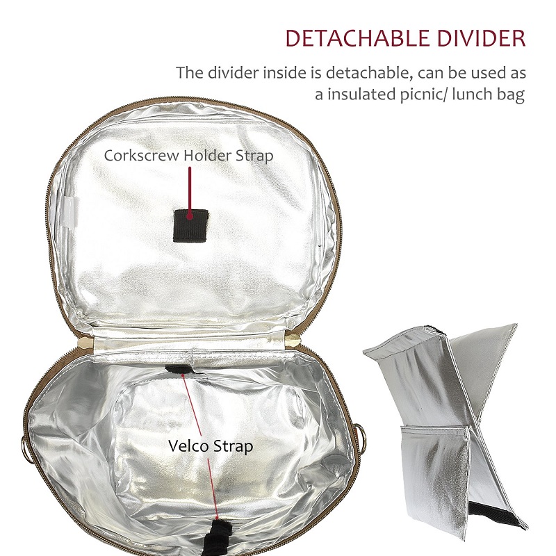 SGC31 Bolsa de asas portátil con 4 botellas de vino Bolsa de almuerzo con aislamiento de papel de aluminio impermeable Bolsa de almuerzo para picnic Bolsas de enfriador para vino al aire libre para botellas
