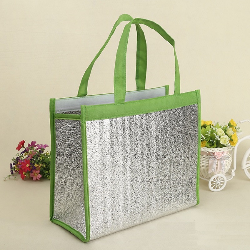 SGC37 Bolsa de entrega con aislamiento de papel de aluminio Bolsa de refrigerador desechable para compras Bolsa de enfriador de mariscos de papel de aluminio