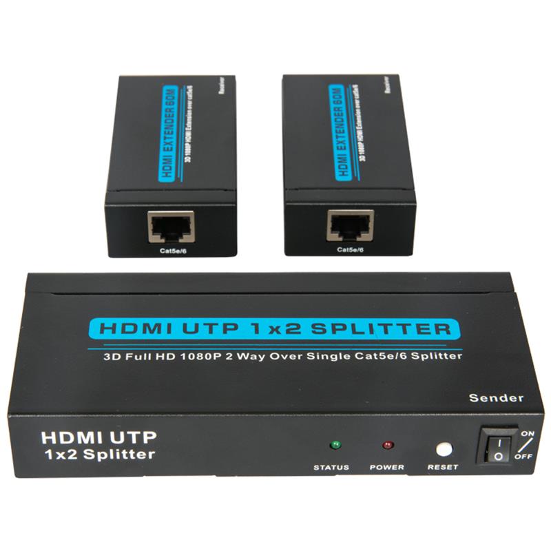 Divisor UTP HDMI 1x2 de 2 puertos sobre un solo Cat5e / 6 con 2 receptores de hasta 60 m