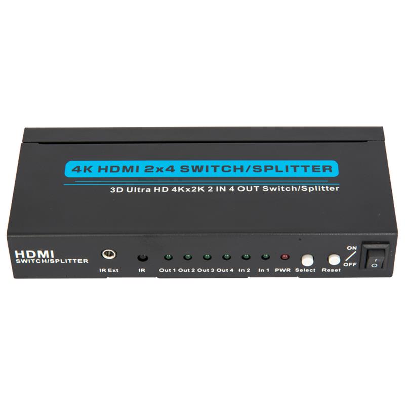 4K / 30Hz HDMI 2x4 Switcher / Splitter Soporte 3D Ultra HD 4Kx2K / 30Hz