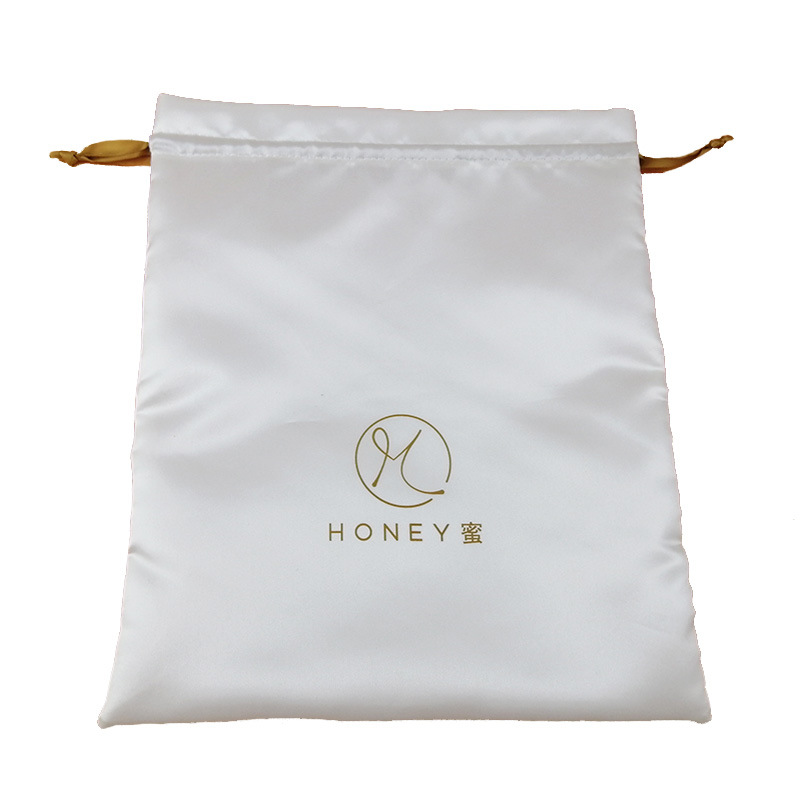 SGS43 Custom Satin Hair Dust Bags Pink Wig Packaging Satin Gift Bags Wholesale