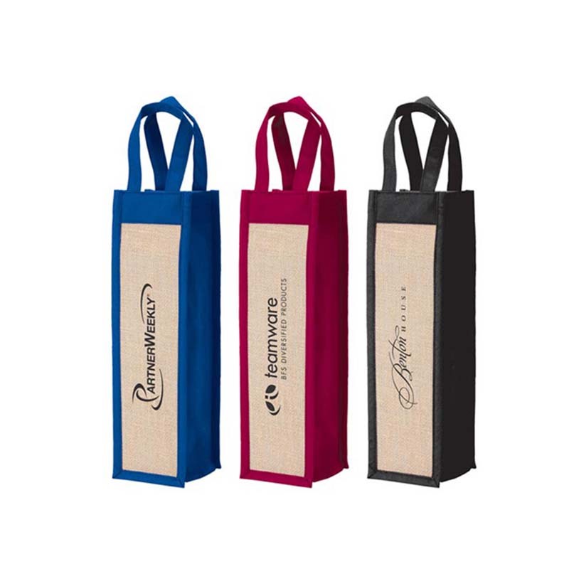SGS49 Precios baratos impresos personalizados Bolsas con cordón de cáñamo de yute de lino Cerveza Botella de vino Bolsa