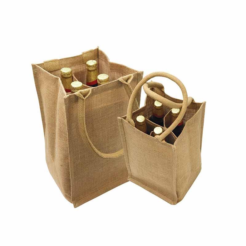 SGS49 Precios baratos impresos personalizados Bolsas con cordón de cáñamo de yute de lino Cerveza Botella de vino Bolsa