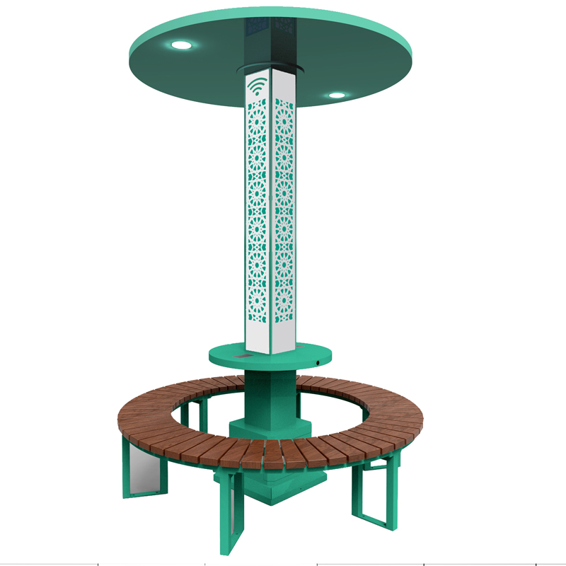 Banco de madera de parque inteligente con energía solar con reloj de oración musulmán musulmán automático AZAN oración oración reloj musulmán