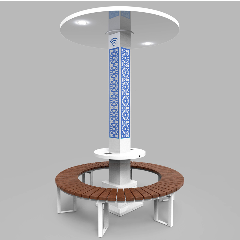 Banco de madera de parque inteligente con energía solar con reloj de oración musulmán musulmán automático AZAN oración oración reloj musulmán