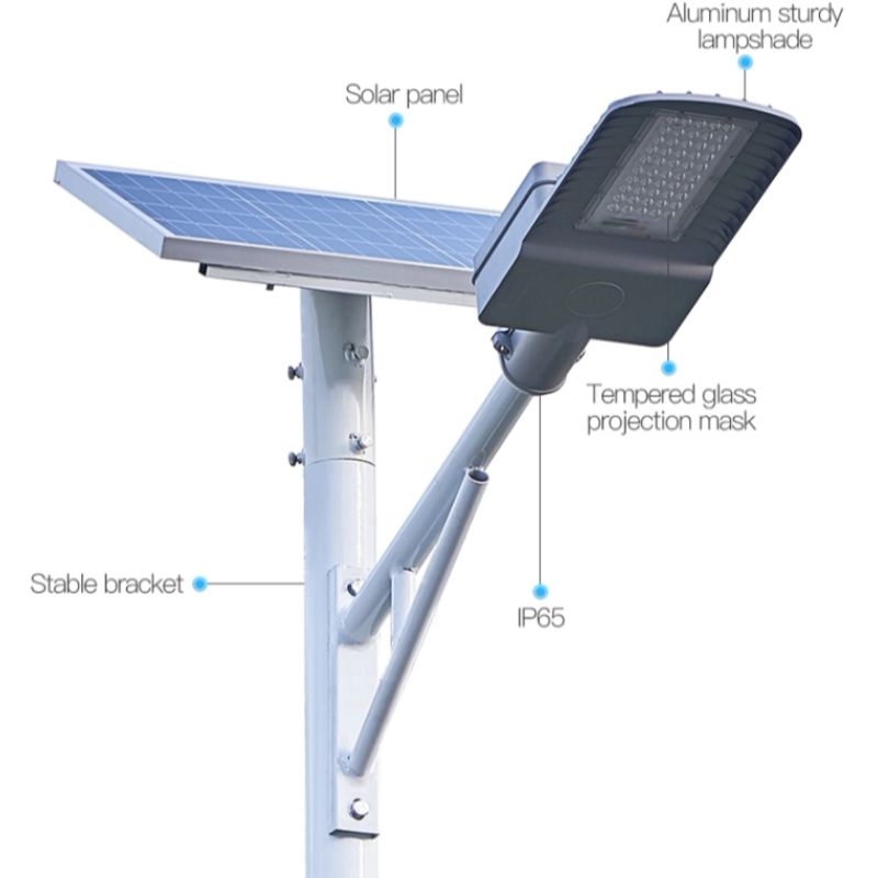 ip65 impermeable al aire libre 30w 50w luz de calle llevada solar