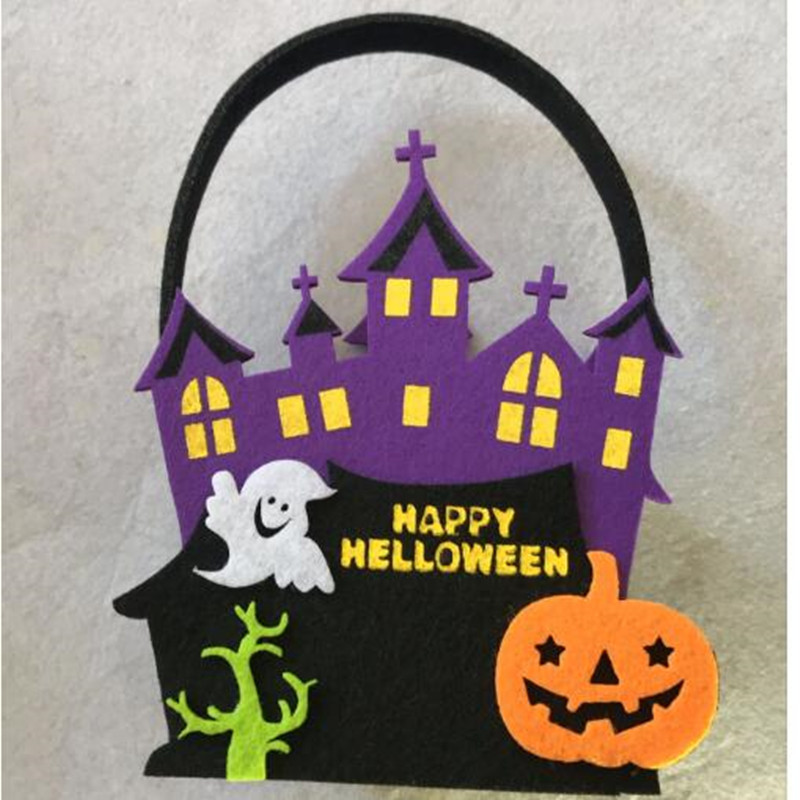 Fieltro Grande Truco o trato Halloween GHOST Canasta de dulces