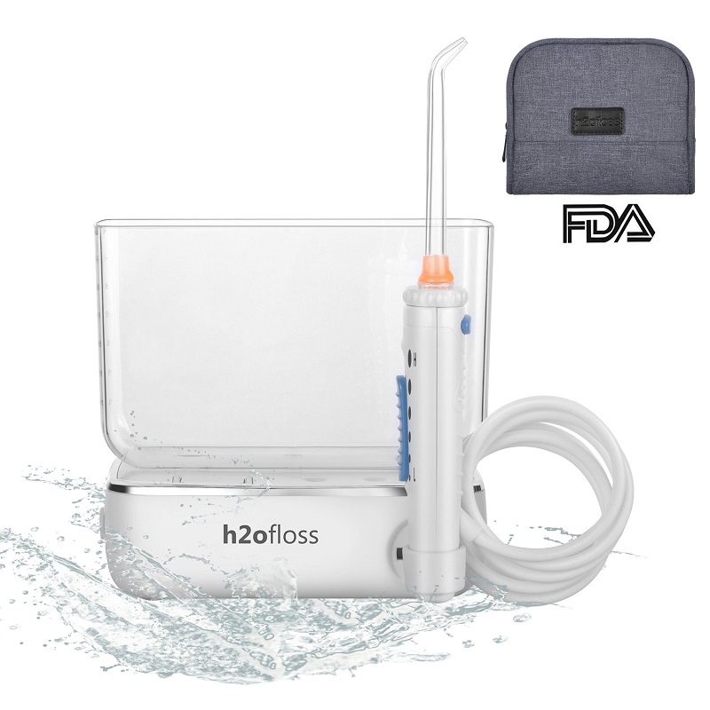 H2ofloss®Travel Water Flosser Dental Irrigador bucal recargable e inalámbrico para la limpieza de los dientes con un depósito de agua de 400 ml (HF-3)
