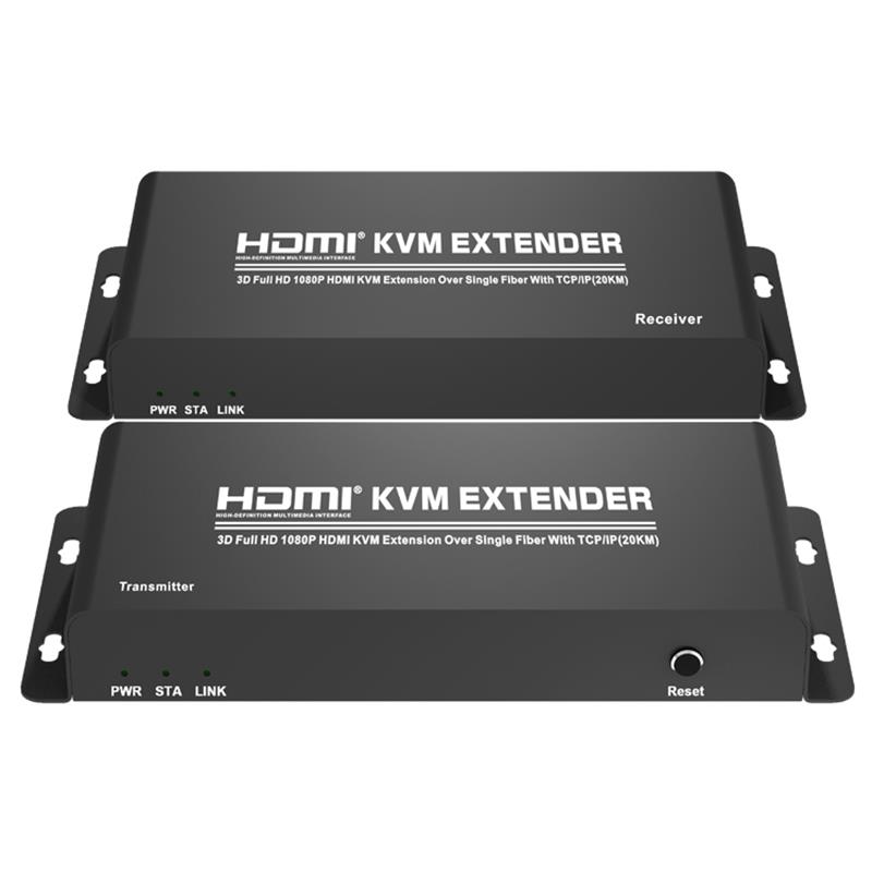 Extensor KVM HDMI sobre fibra única con TCP / IP (20KM) Soporte Full HD 1080P