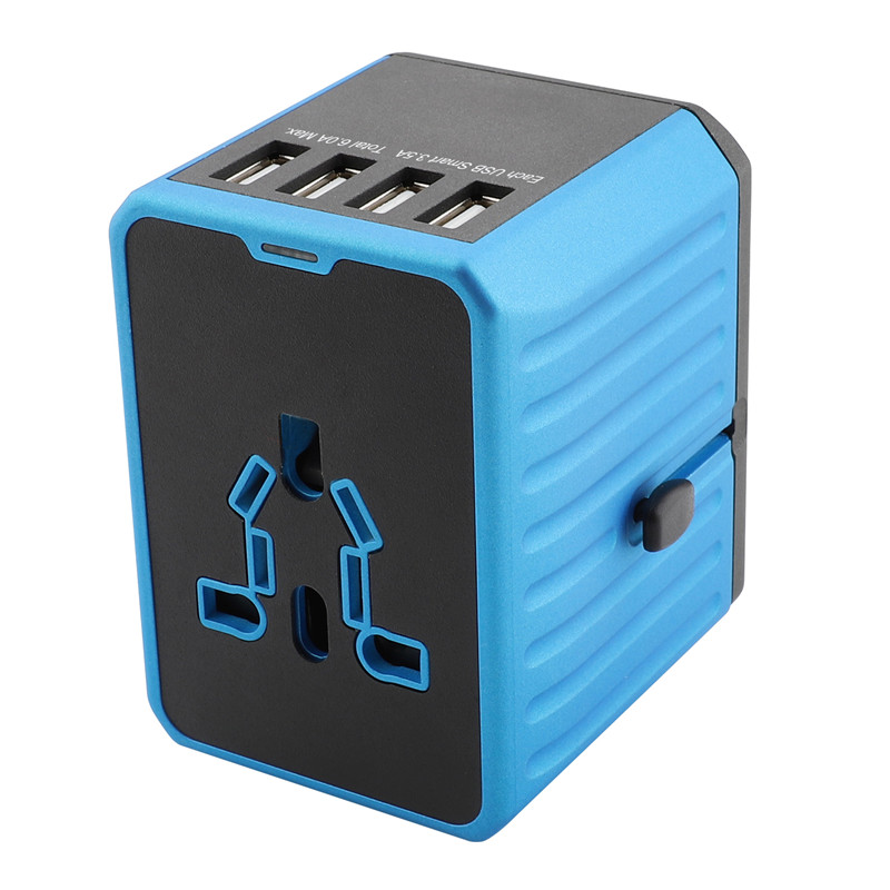 UNIVERSAL TRAVEL Adapter, International Electric Power Adapter, Global enchufe with four USB Ports, High - level 4.5a Square charger, Integrated Exchange for Mobile Phone Notebook Computer for America, Great Britain, Australia, Europe, Asia