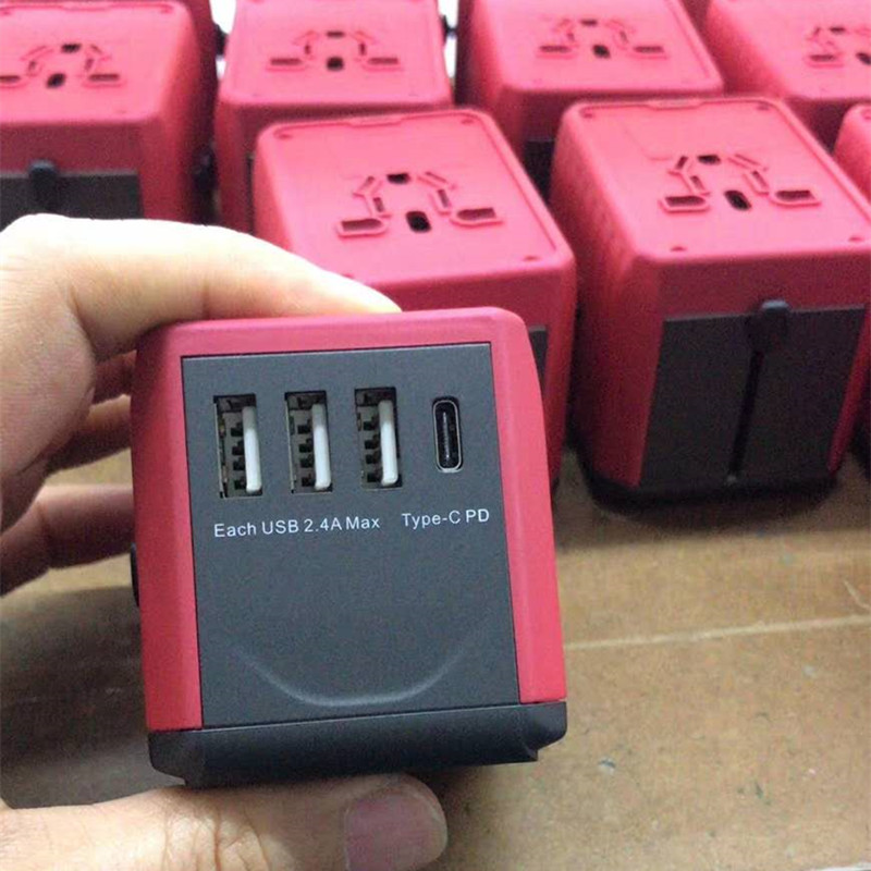 Max Power 1920W y 30W (3USB y 1Type C) Adaptador de viaje universal de carga súper rápida Adaptador de corriente de viaje mundial Adaptador de pared universal con PD y carga rápida 3.0 para US EU UK AUS (el paquete puede variar)