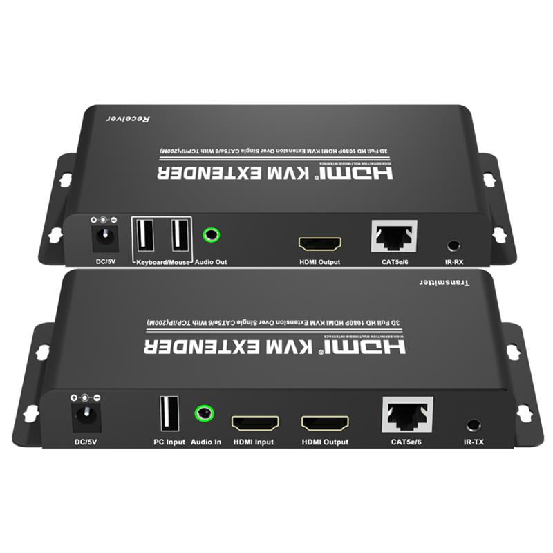 Extensor HDMI KVM 200m sobre un solo CAT5e / 6 con soporte TCP / IP Full HD 1080P
