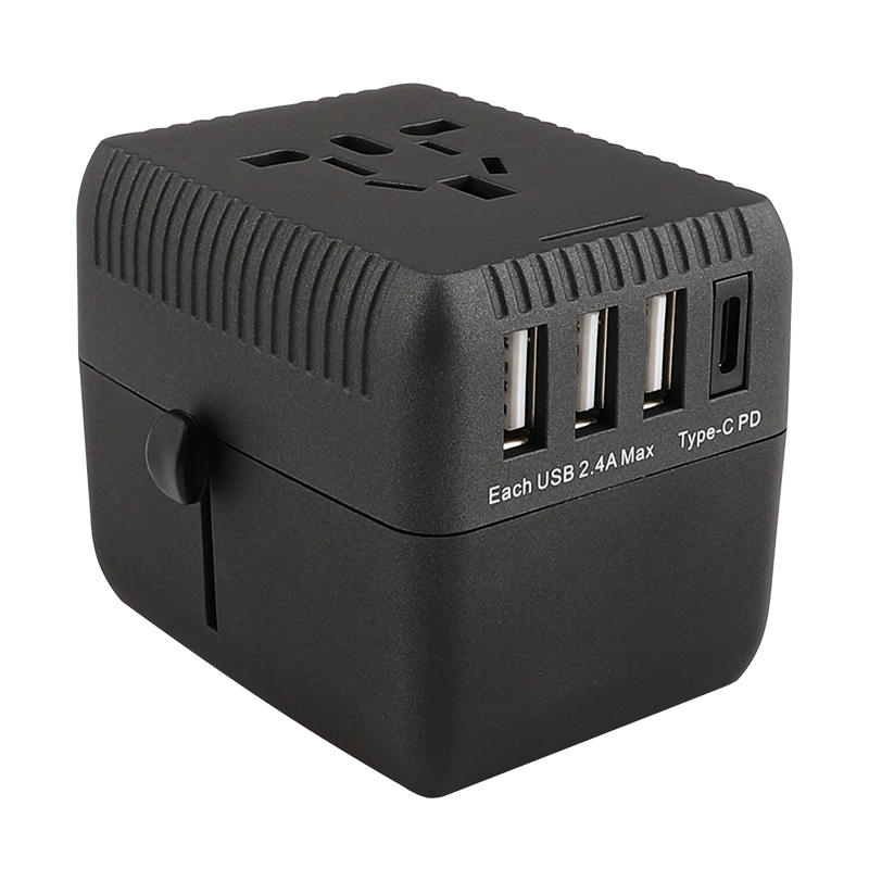 PD Adaptador de viaje universal Un cargador de pared internacional Adaptador de enchufe de CA con 5A Smart Power y 3.0A USB Tipo-C para EE. UU. UE REINO UNIDO AUS