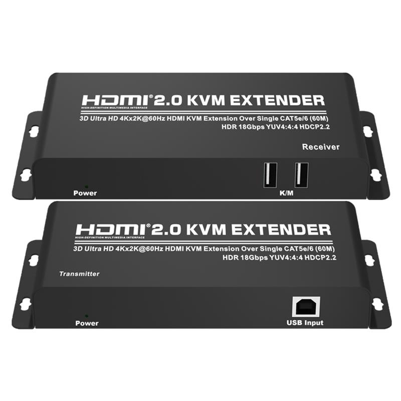 Extensor KVM HDMI 2.0 60m sobre un solo CAT5e / 6 Soporte Ultra HD 4Kx2K @ 60Hz HDCP2.2
