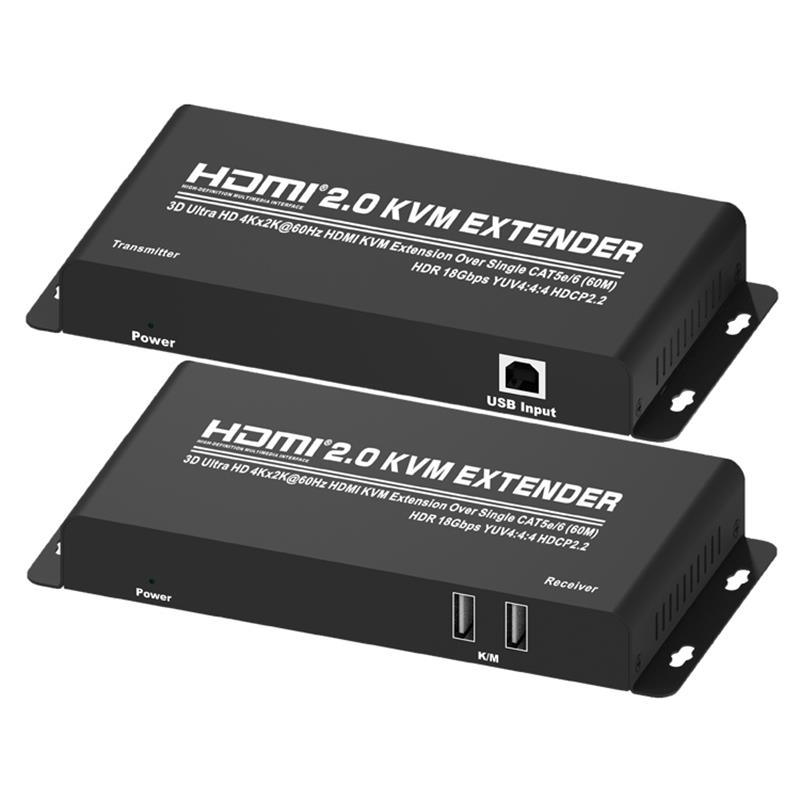 Extensor KVM HDMI 2.0 60m sobre un solo CAT5e / 6 Soporte Ultra HD 4Kx2K @ 60Hz HDCP2.2