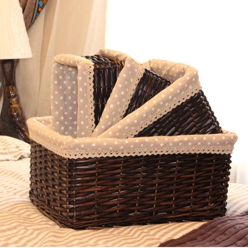 Juego de 3 canastas de mimbre