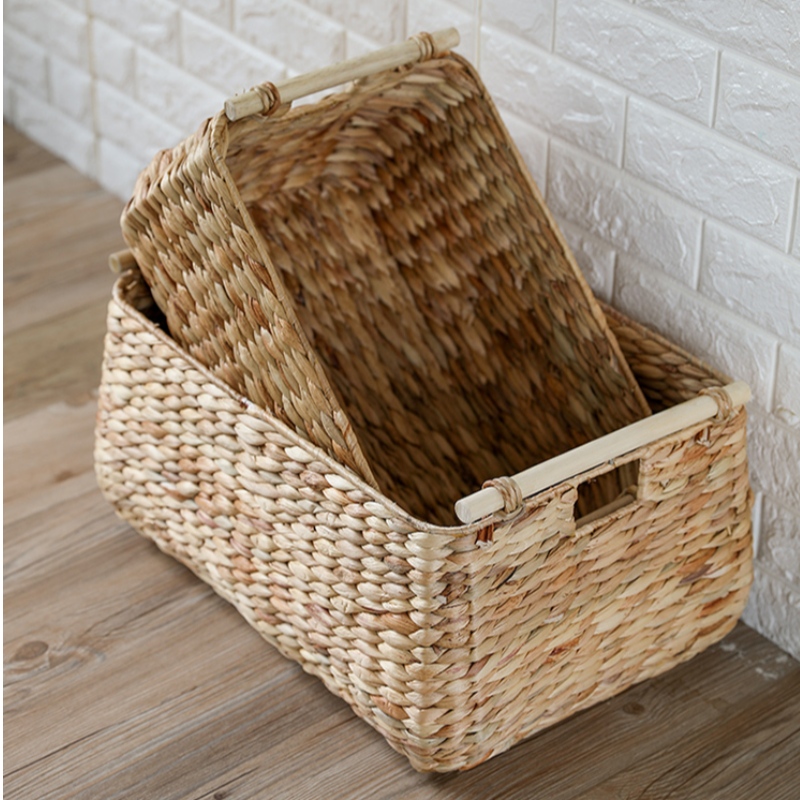 Juego de 3 canastas de almacenamiento de jacinto de agua