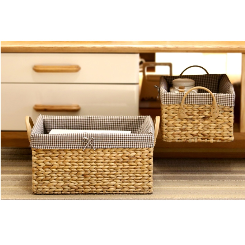 Decoración del hogar Cesta de almacenamiento tejida rectangular