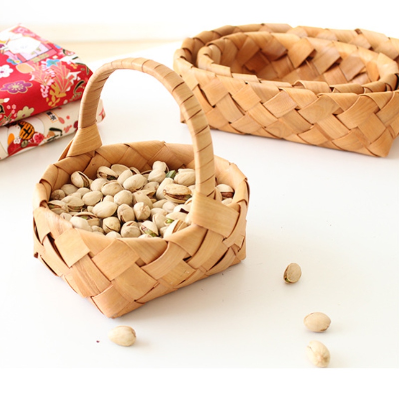 Decoración del hogar Cesta de madera con asa